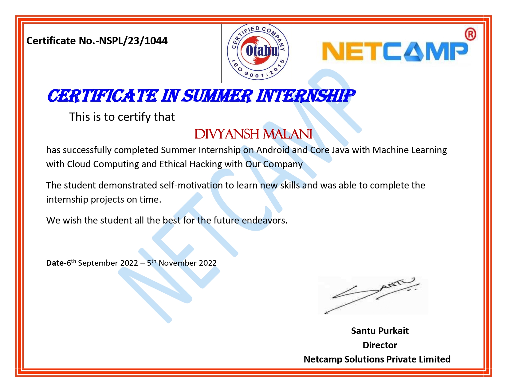 summer internship